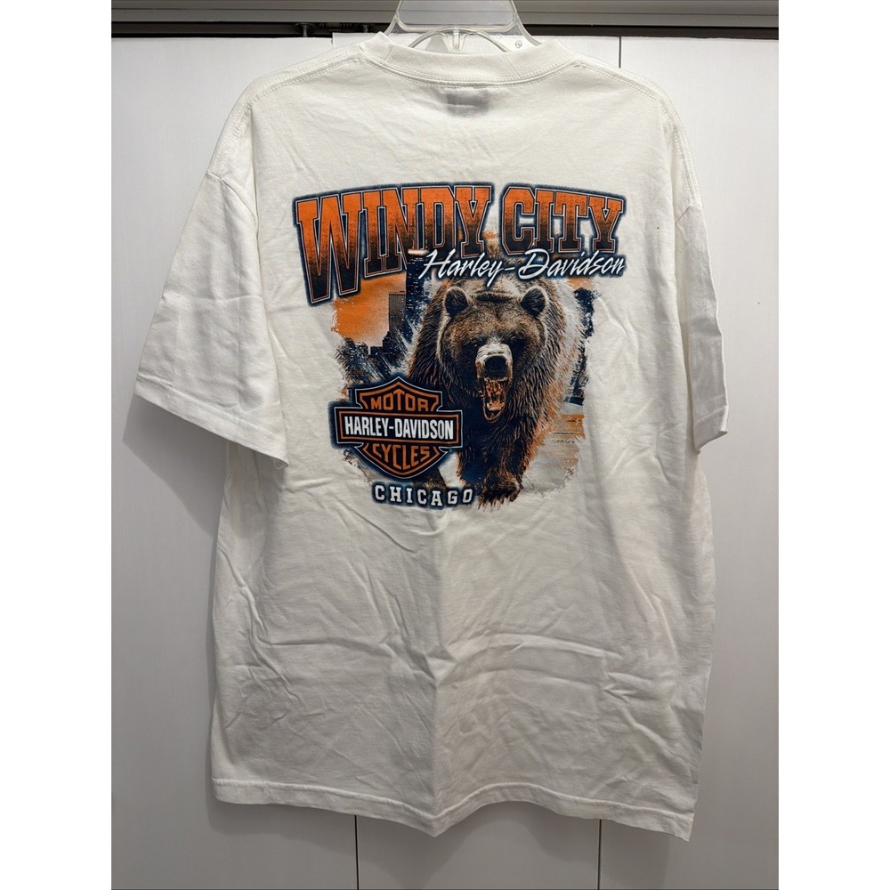 NEW Harley Davidson Skyline T-Shirt WHITE, Windy City Chicago IL, BEARS Sz XL